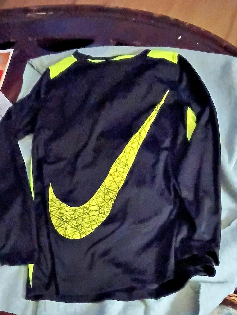 Nike Dri-FIT Long Sleeve Training Top Black & Green Size Large
